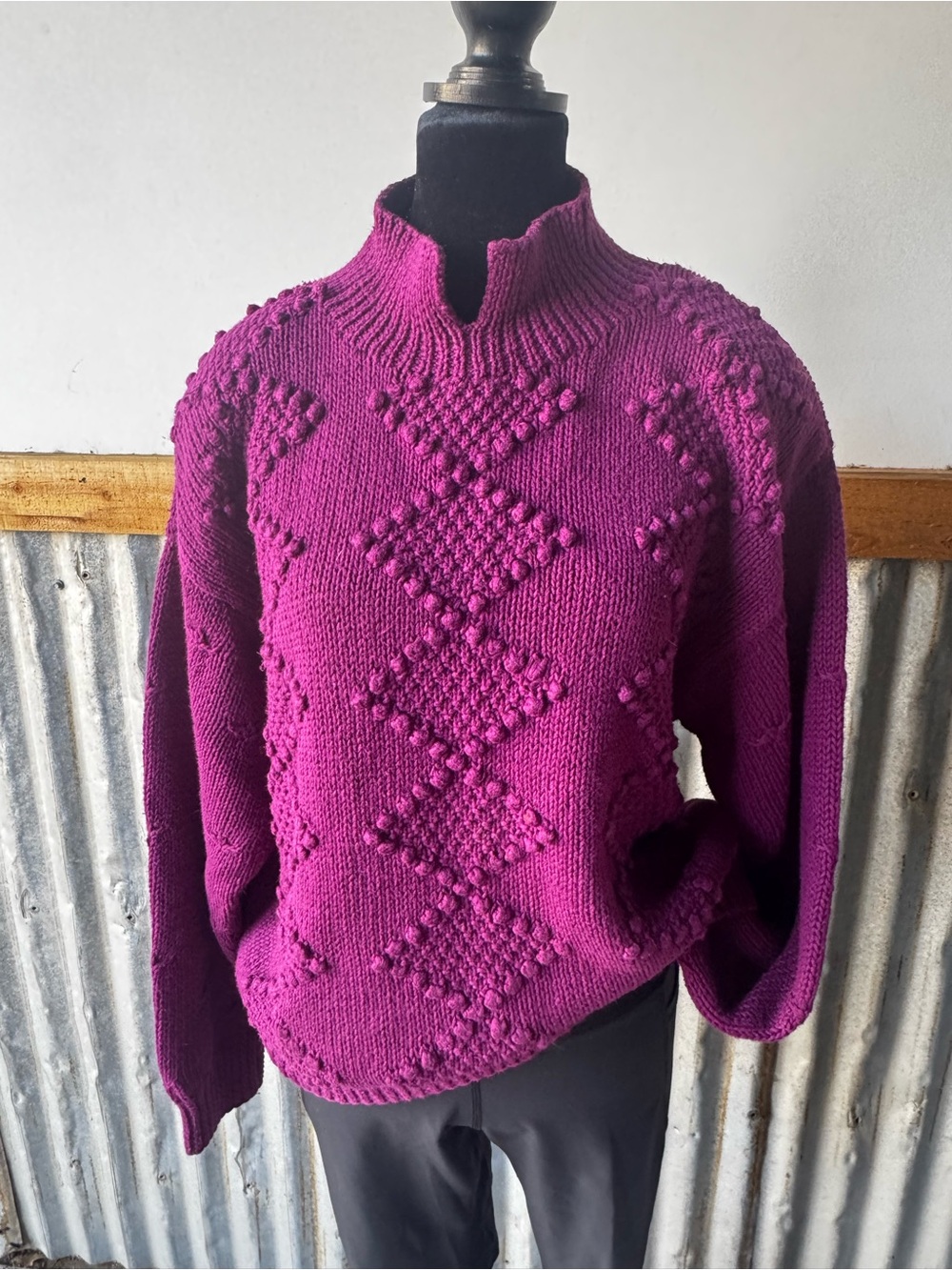 Vintage Mock Neck Sweater - Deep Plum - Picture 2 of 11